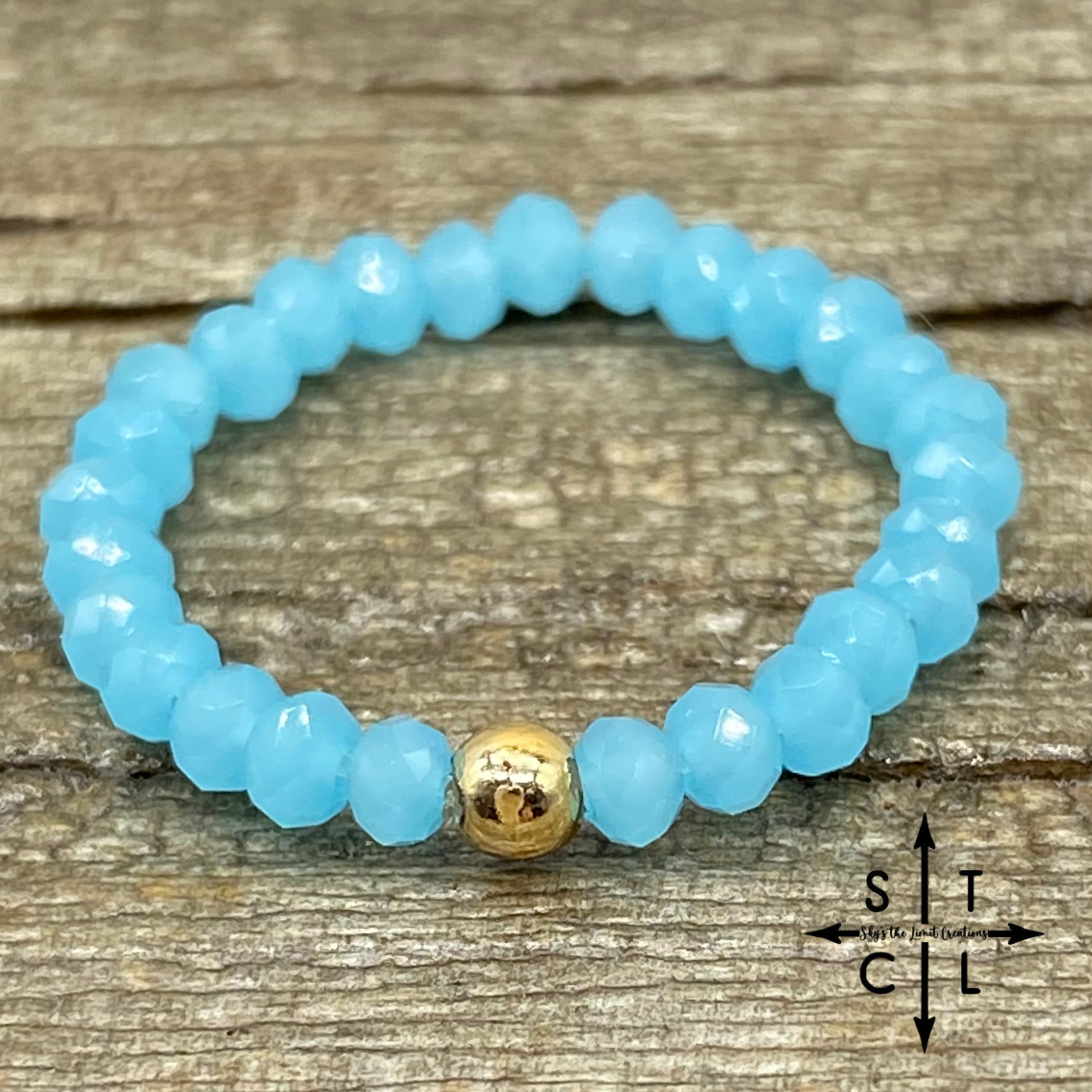 Bright Turquoise Crystal Stretch Ring