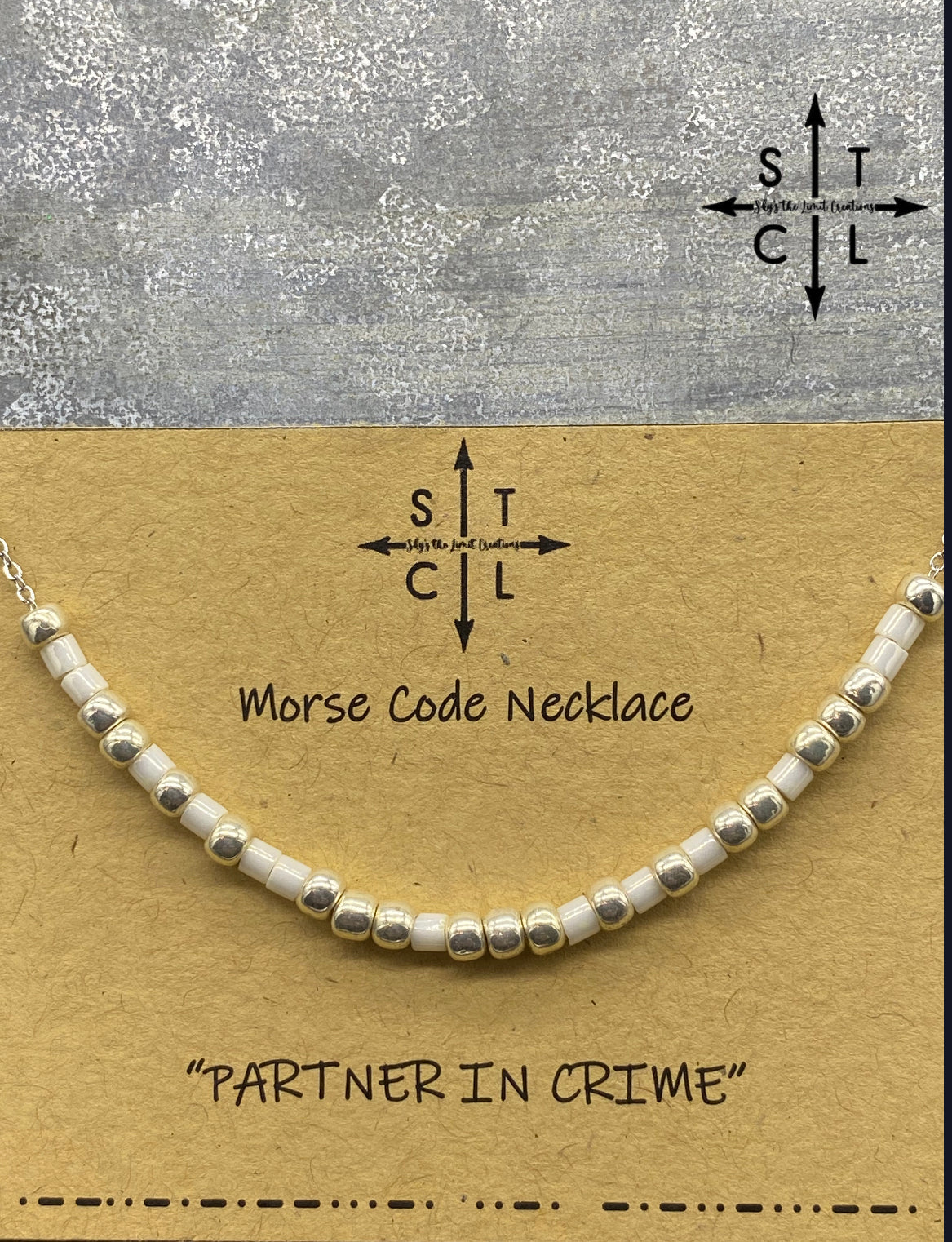 Morse Code Necklace PARTNER IN CRIME