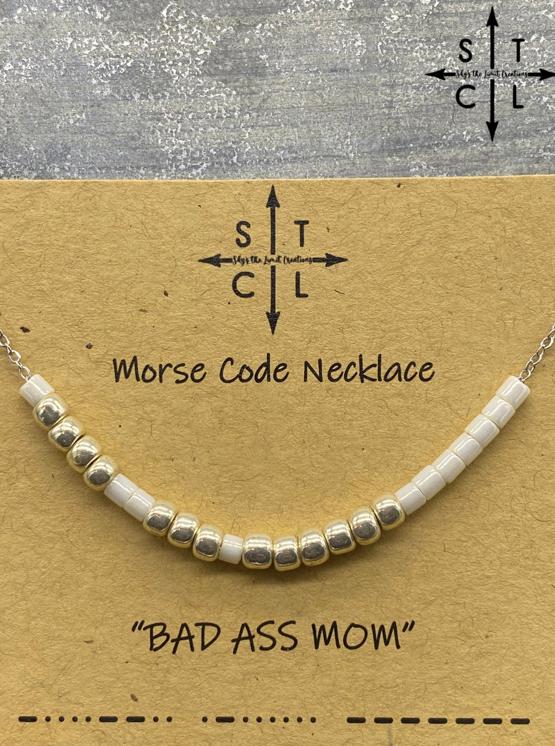 Morse Code Necklace BAD ASS MOM