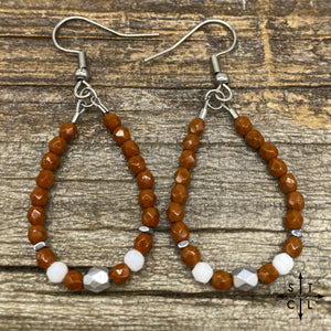 Mini Crystal Teardrop Burnt Orange Silver White