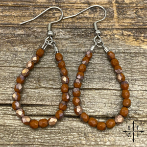 Mini Crystal Teardrop Burnt Orange With Hints of Gold