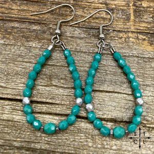 Mini Crystal Teardrop Turquoise Silver