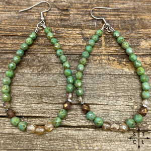 Crystal Teardrop Green Turquoise Champaine Earrings