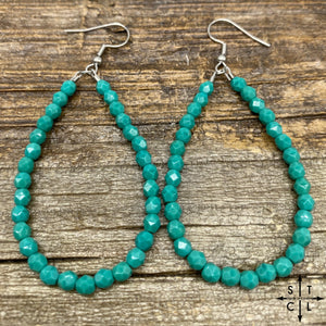 Crystal Teardrop Turquoise Earrings