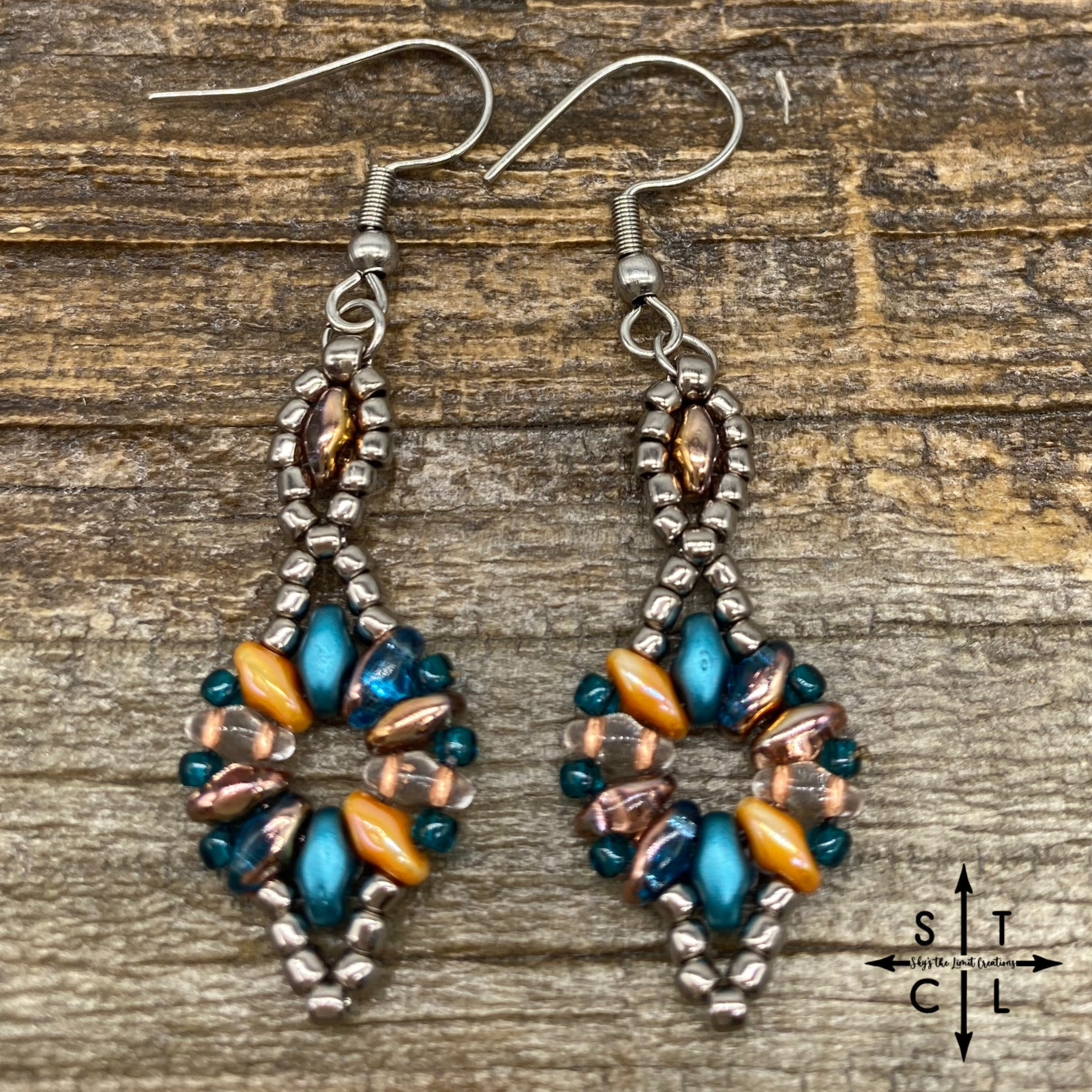 Pearl Turquoise copper turquoise peach Dallis Earrings