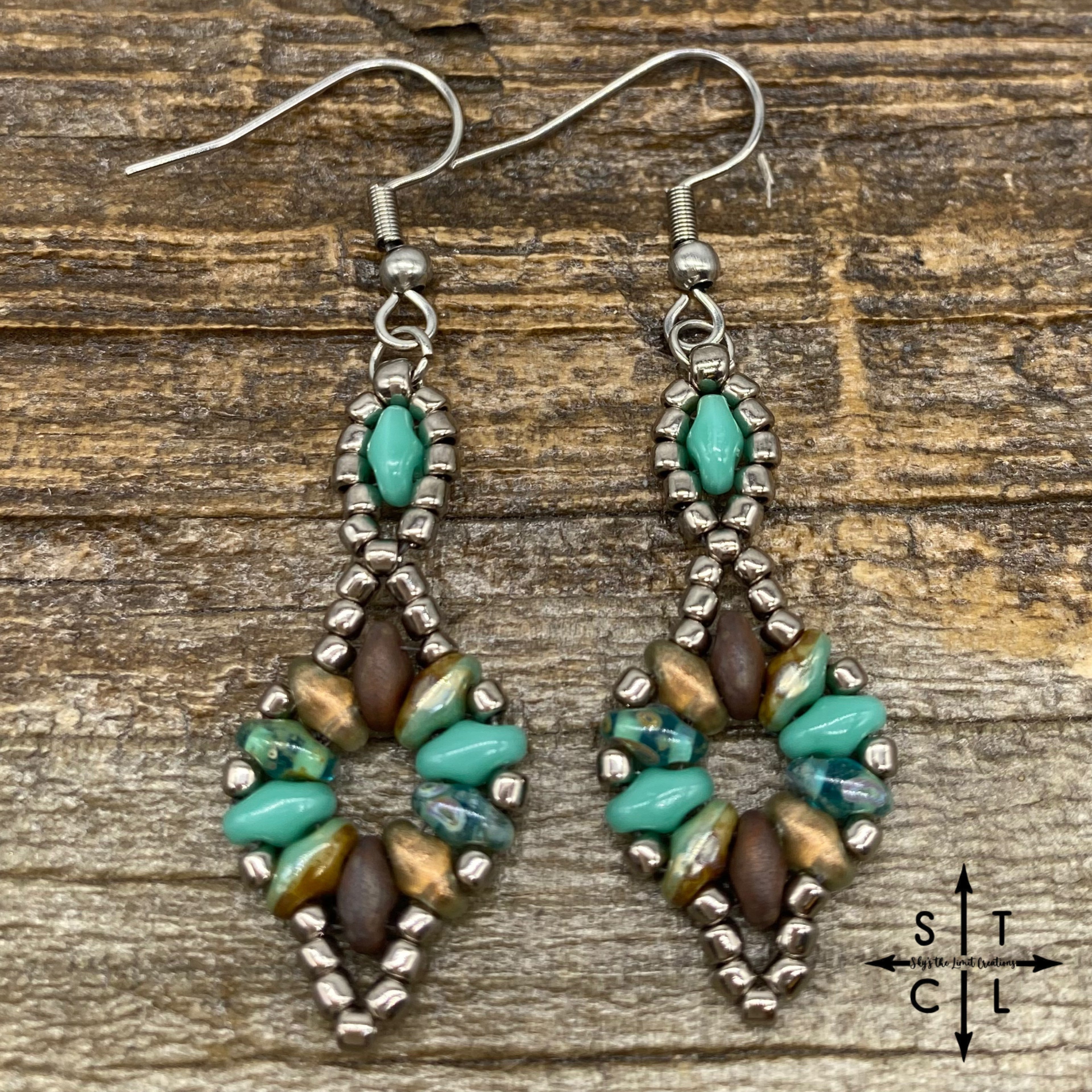 Turquoise clear copper brown Dallis Earrings