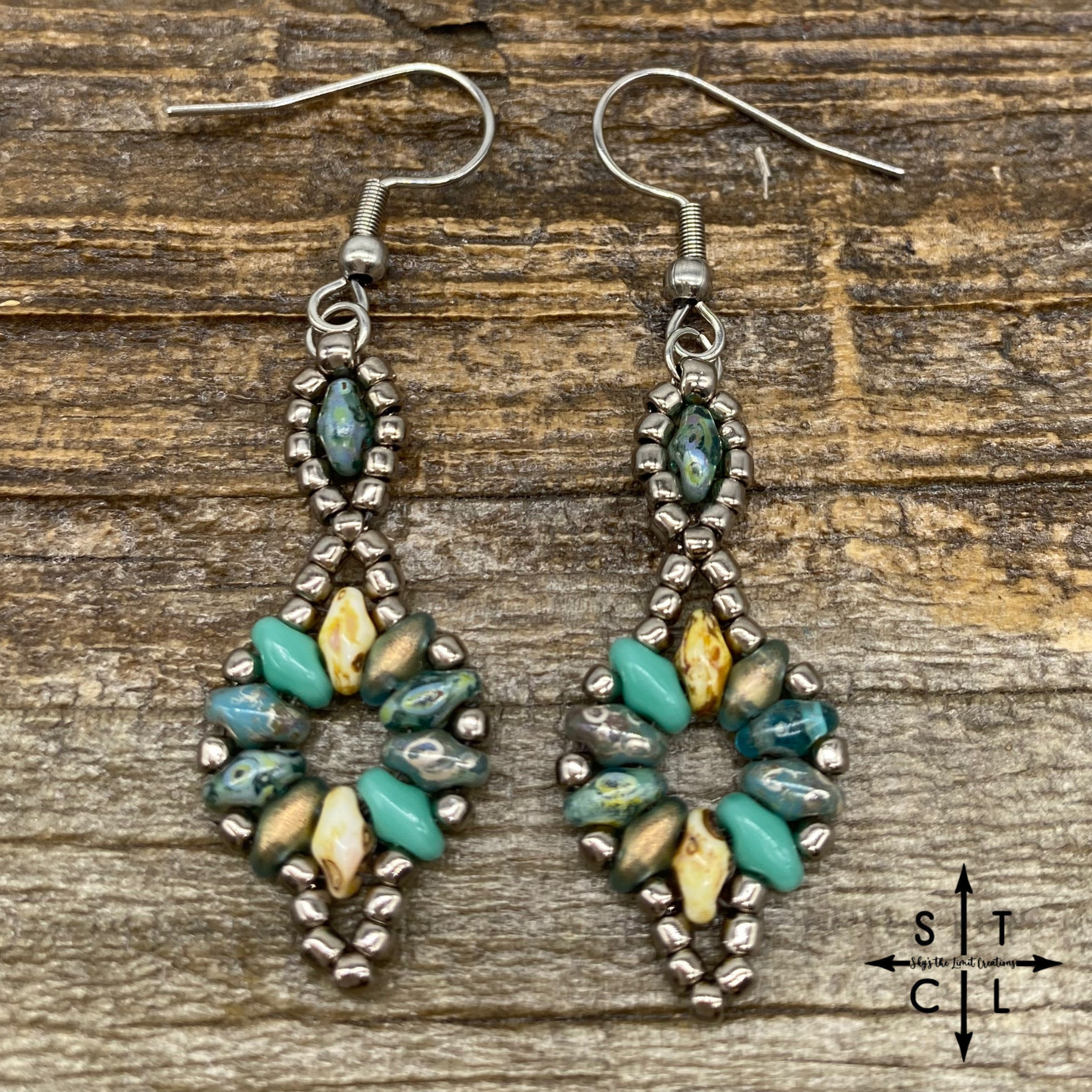 Turquoise mix bone tortoise  copper turquoise Dallis Earrings