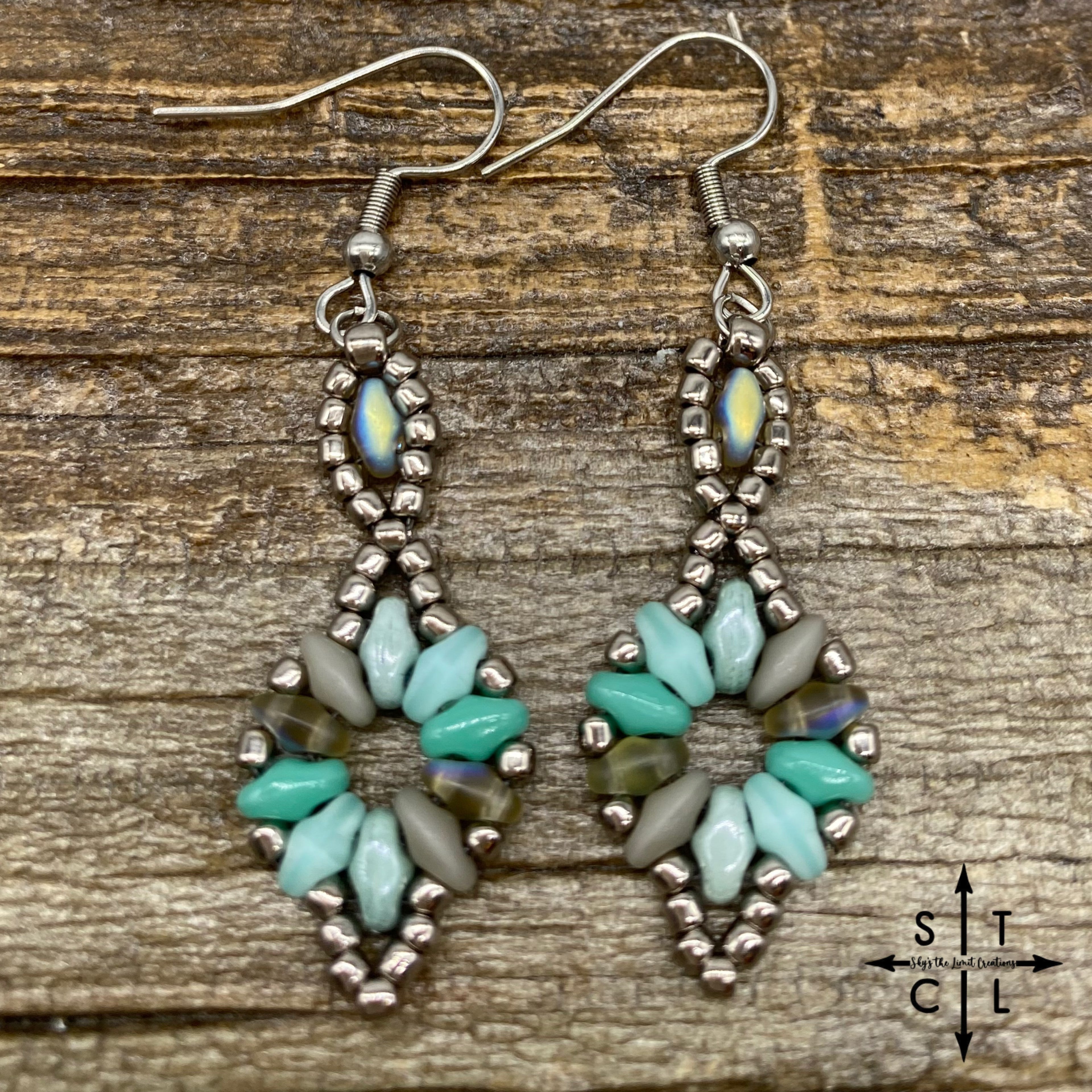 Mix turquoise shimmer clear grey Dallis Earrings