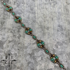 Turquoise Clear Copper Brown Dallis Bracelet