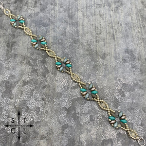 Turquoise Shimmer Clear Silver Dallis Bracelet