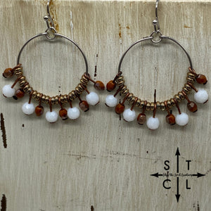 Rebecca Mini Earrings Burnt Orange White Bronze