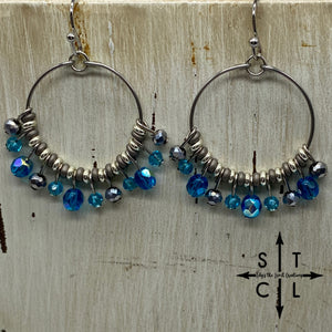 Rebecca Mini Earrings Clear Turquoise Clear Blue Silver