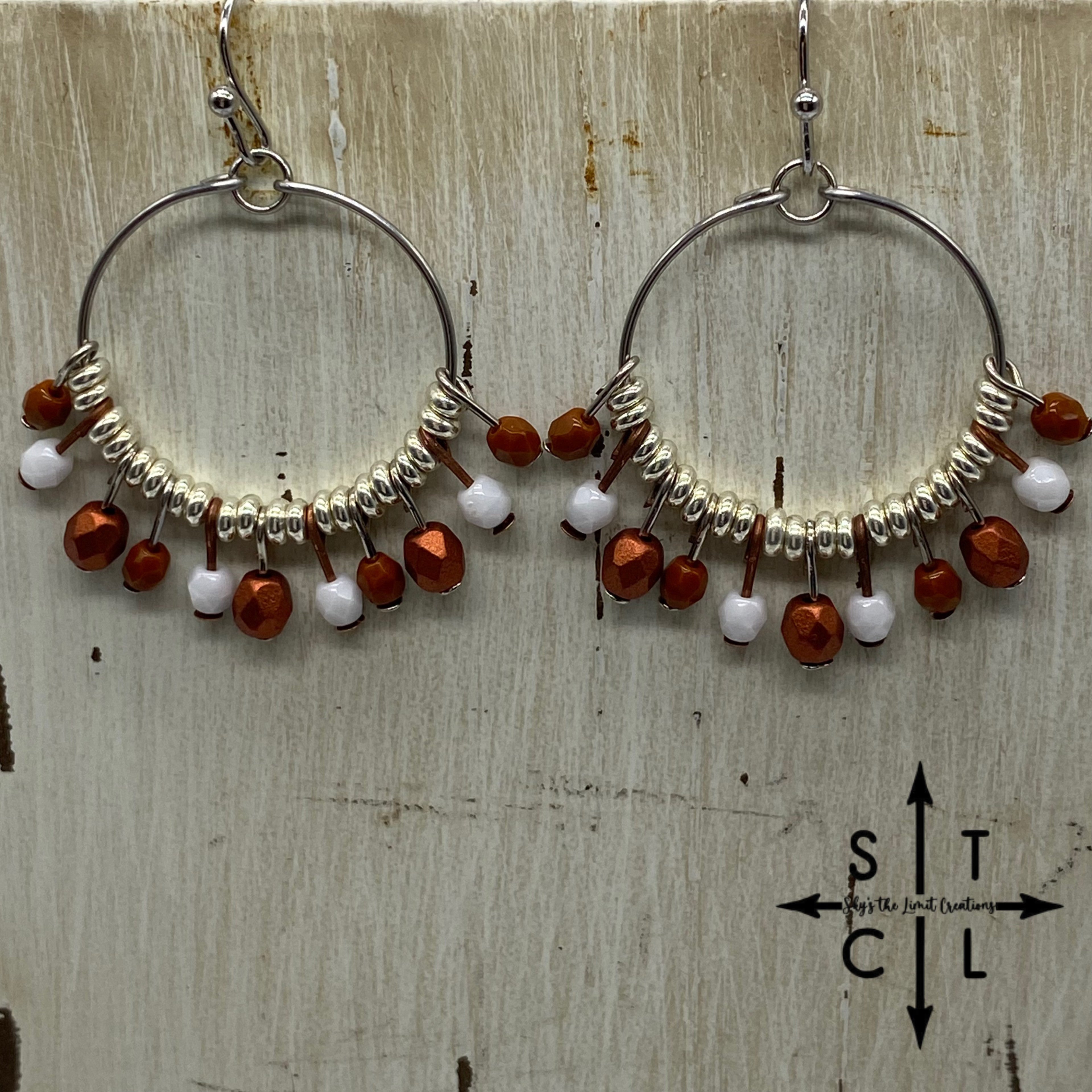 Rebecca Mini Earrings Burnt Orange Shimmer Orange White