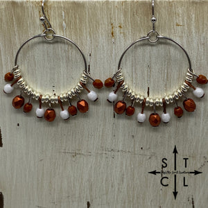 Rebecca Mini Earrings Burnt Orange Shimmer Orange White