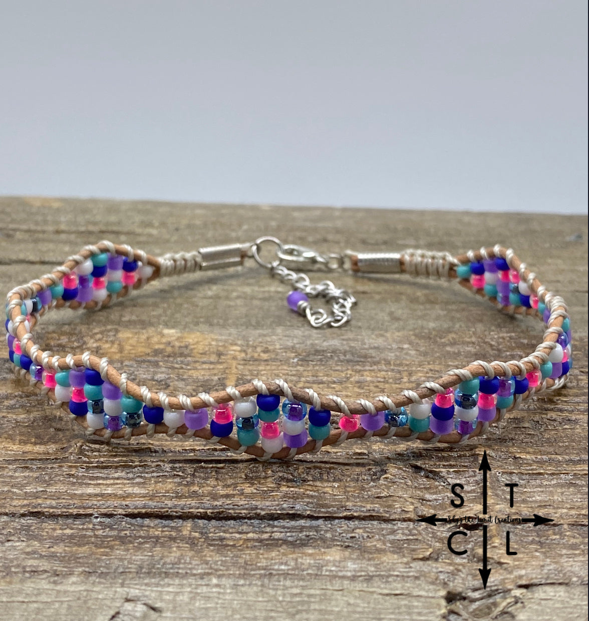 Wave Anklet Bright Blue Purple Hot Pink