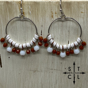 Rebecca Mini Earrings Burnt Orange White