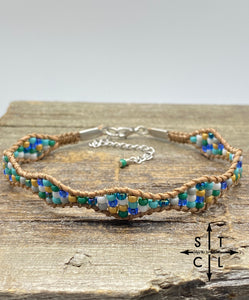 Wave Anklet Blue Green Yellow White