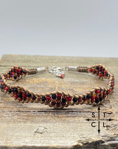 Wave Anklet Red Ruby Red Black