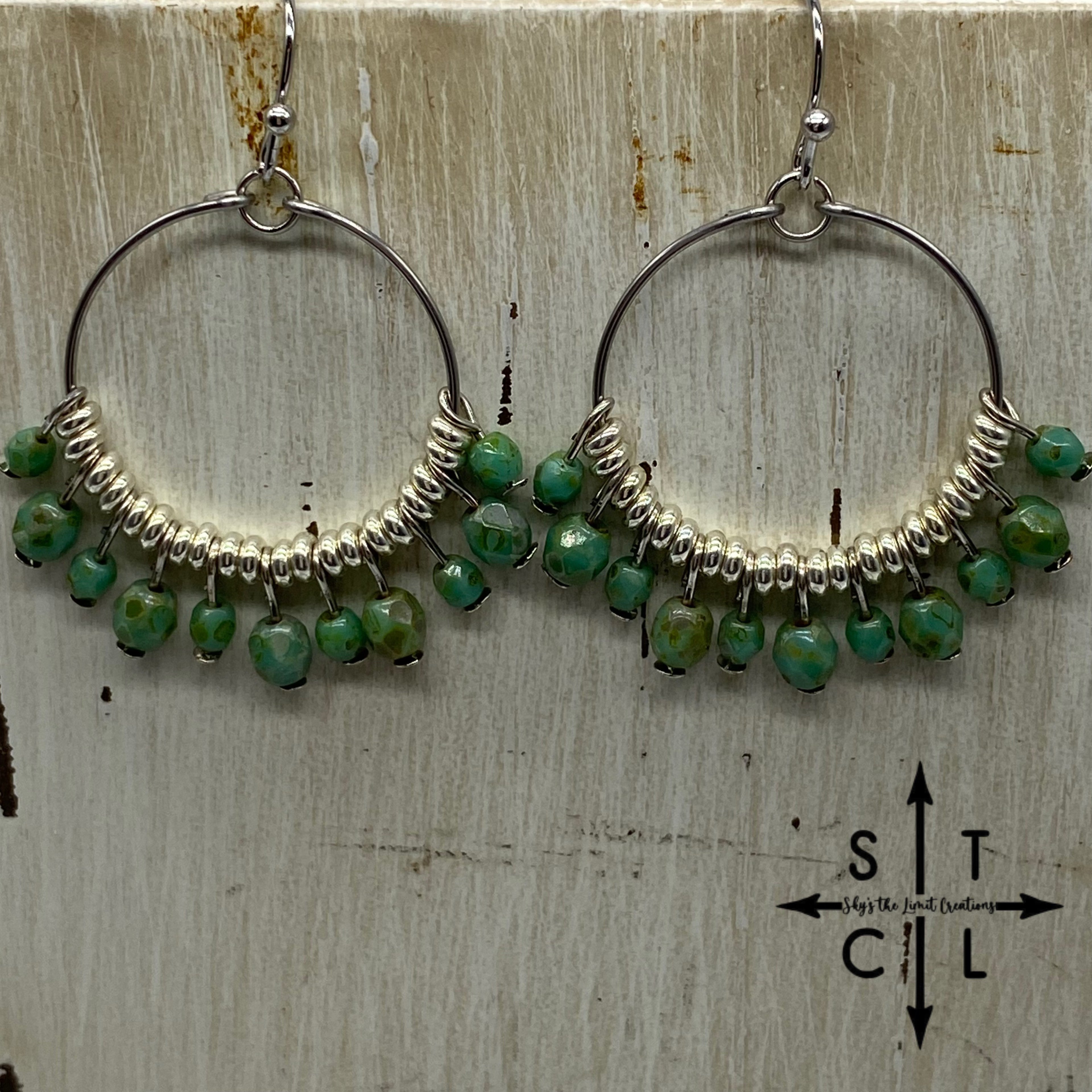 Rebecca Mini Earrings Green Turquoise Solid