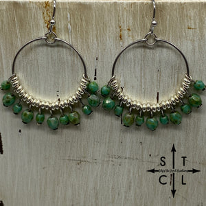 Rebecca Mini Earrings Green Turquoise Solid