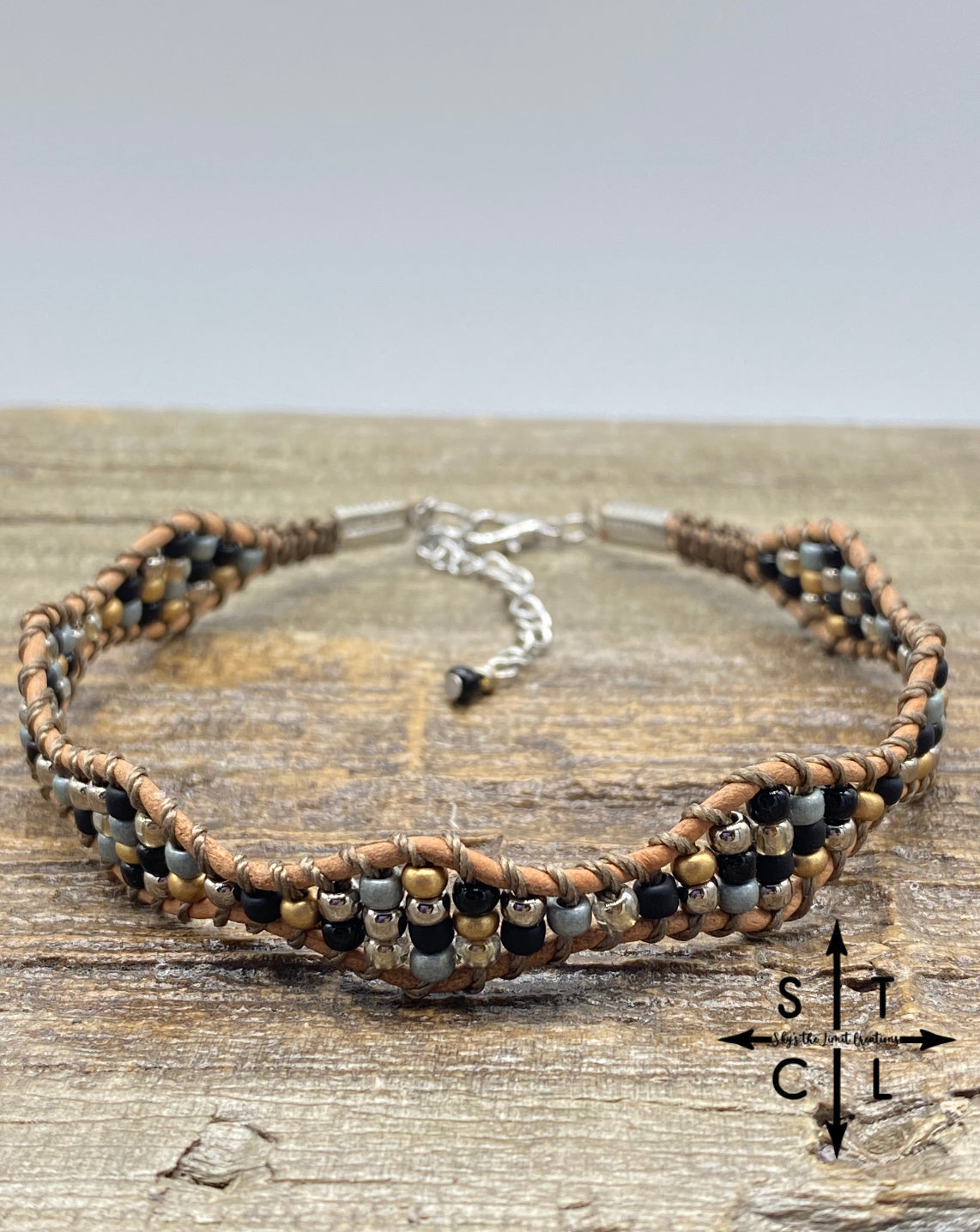 Wave Anklet Black Grey Metal Mix