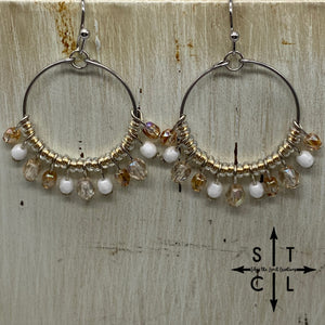 Rebecca Mini Earrings White Shimmer Clear Champagne