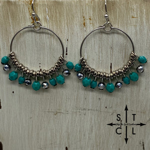 Rebecca Mini Earrings Turquoise Clear Turquoise Silver