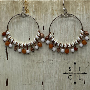 Burnt Orange White Rebecca Earrings