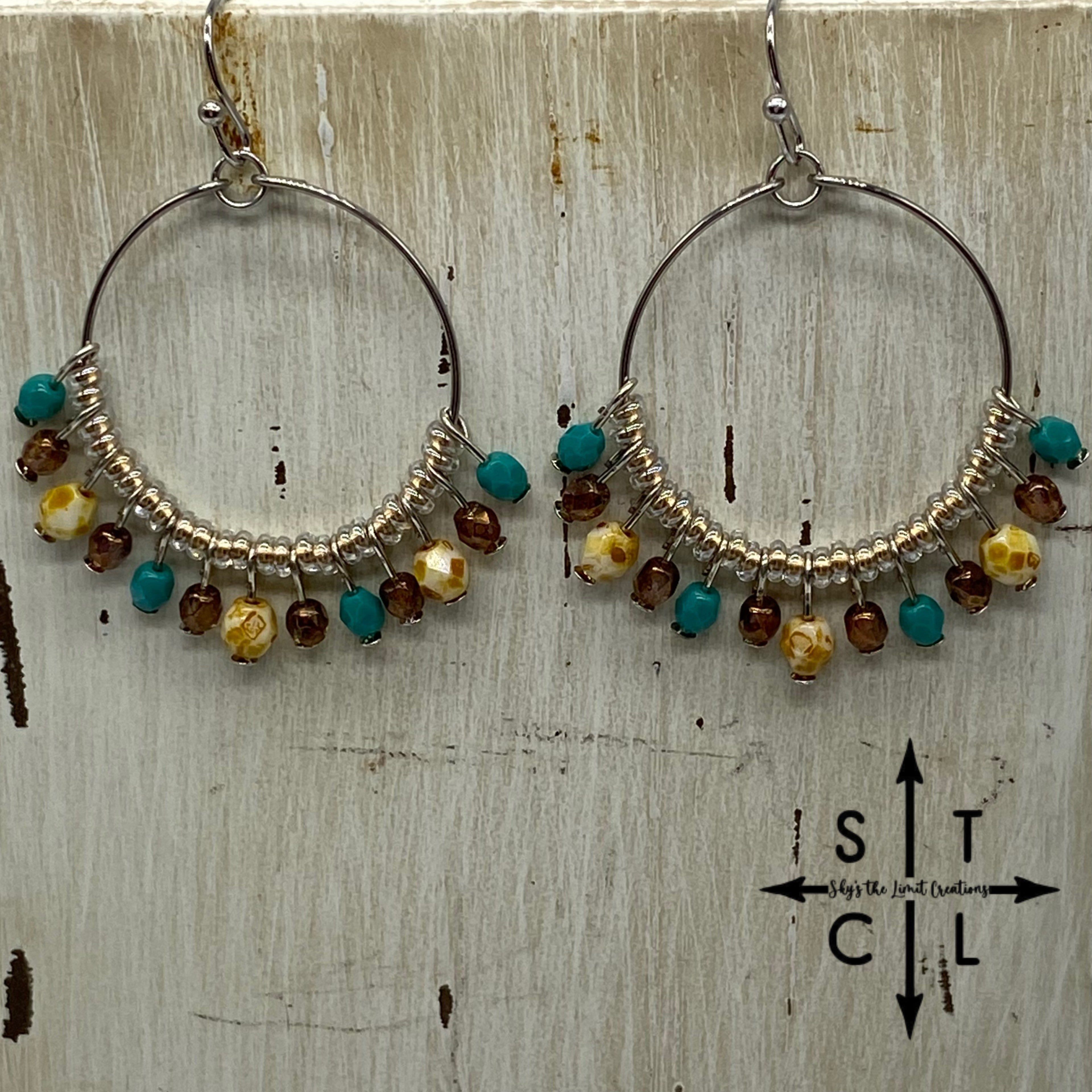 Turquoise Shimmer Brown Light Tortoise Rebecca Earrings