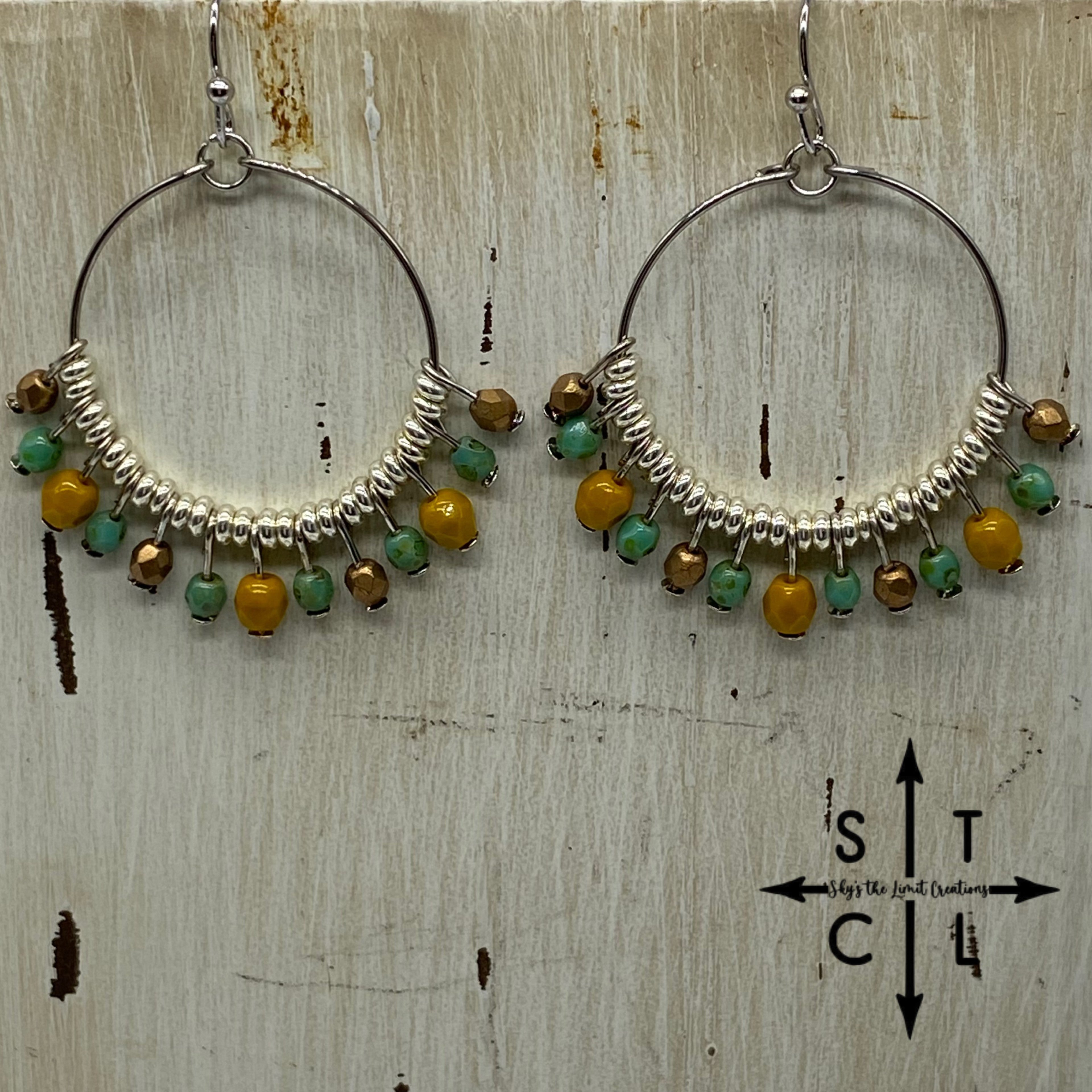 Turquoise Mustard Shimmer Brown Rebecca Earrings