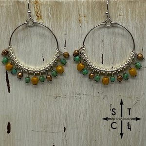 Turquoise Mustard Shimmer Brown Rebecca Earrings