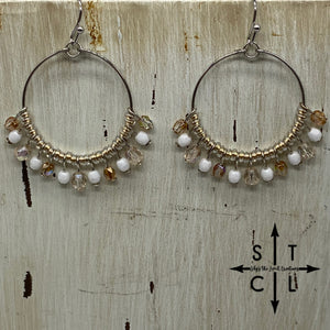 White Shimmer Clear Champagne Rebecca Earrings