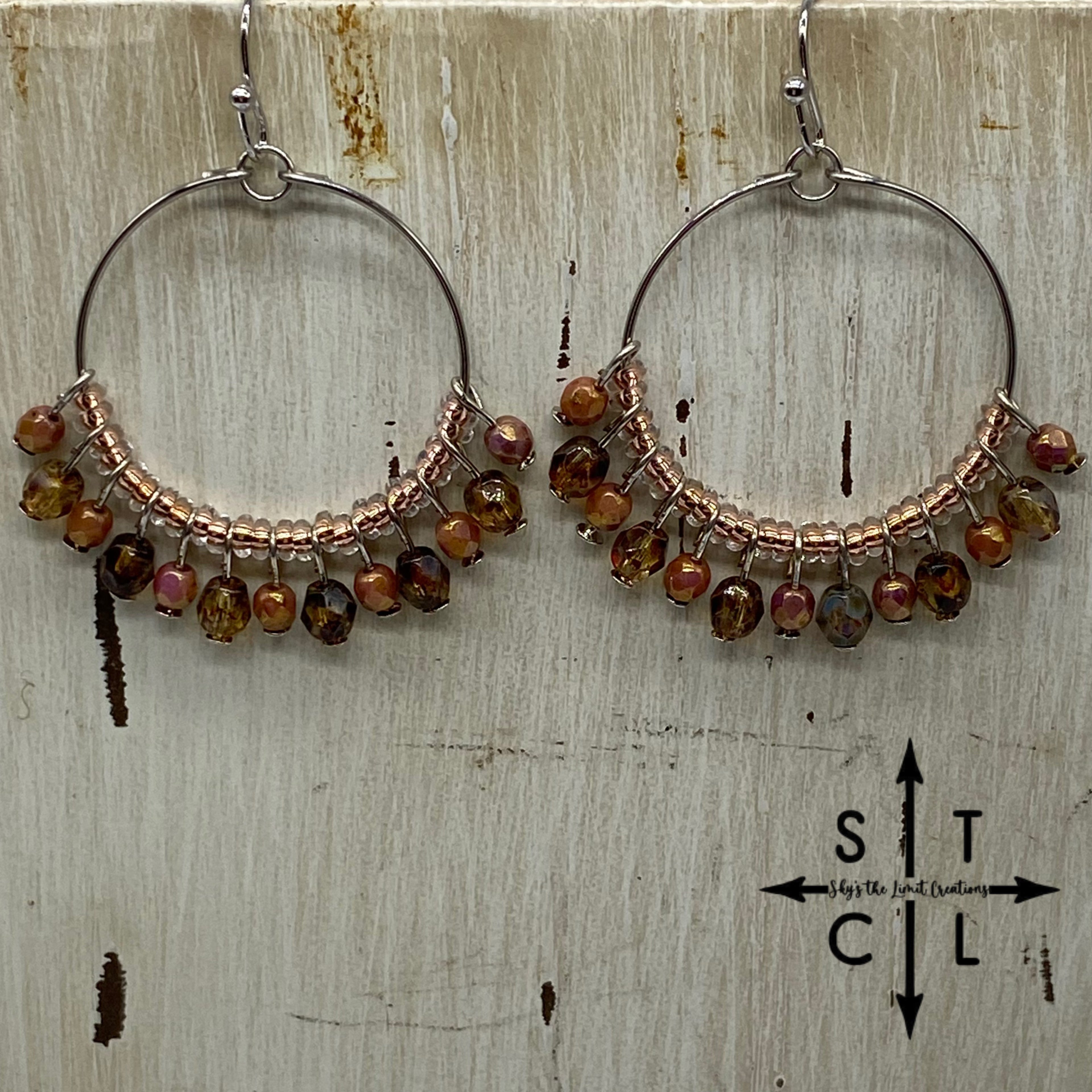 Burnt Orange Clear Amber Rebecca Earrings