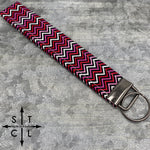 Load image into Gallery viewer, Key Fob Chevron White Black Mix Pink
