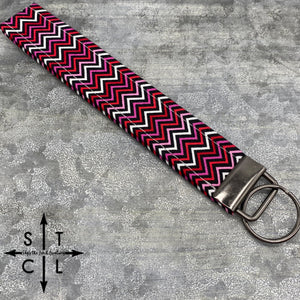 Key Fob Chevron White Black Mix Pink