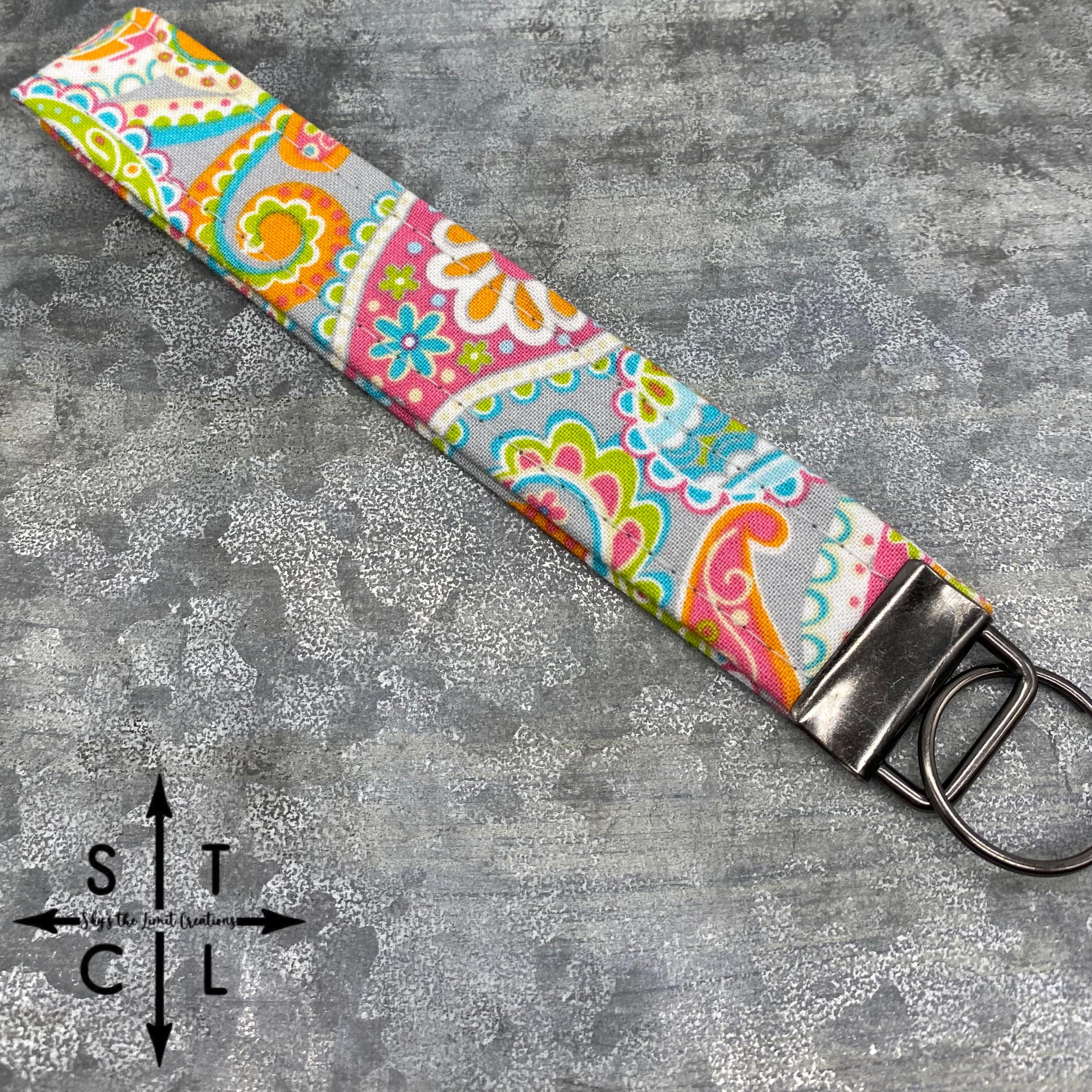 Key Fob Chevron Pastel Paisley