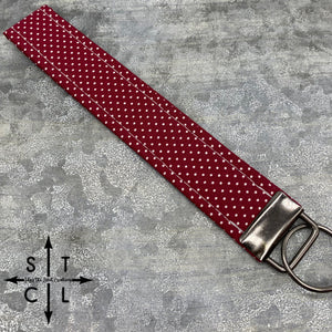 Key Fob Polka Dot Maroon White