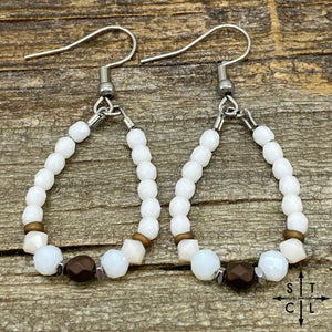 Mini Crystal Teardrop White Off White Brown