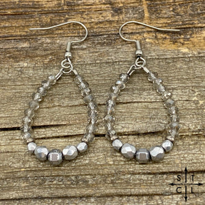 Mini Crystal Teardrop Clear Silver Mix Silver