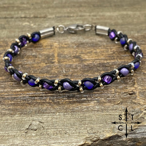 Skinny Tasha Mix Purple Clear Gold Bracelet