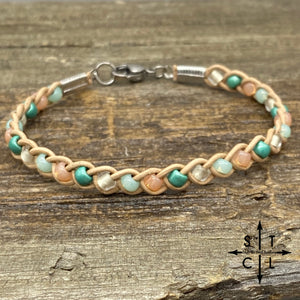 Skinny Tasha Seafoam Green Light Peach Shimmer Pearl Bracelet