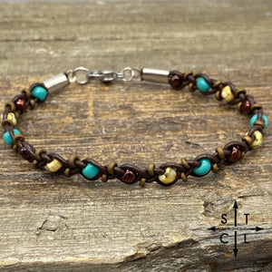 Skinny Tasha Turquoise Tortoise Shimmer Maroon Bracelet