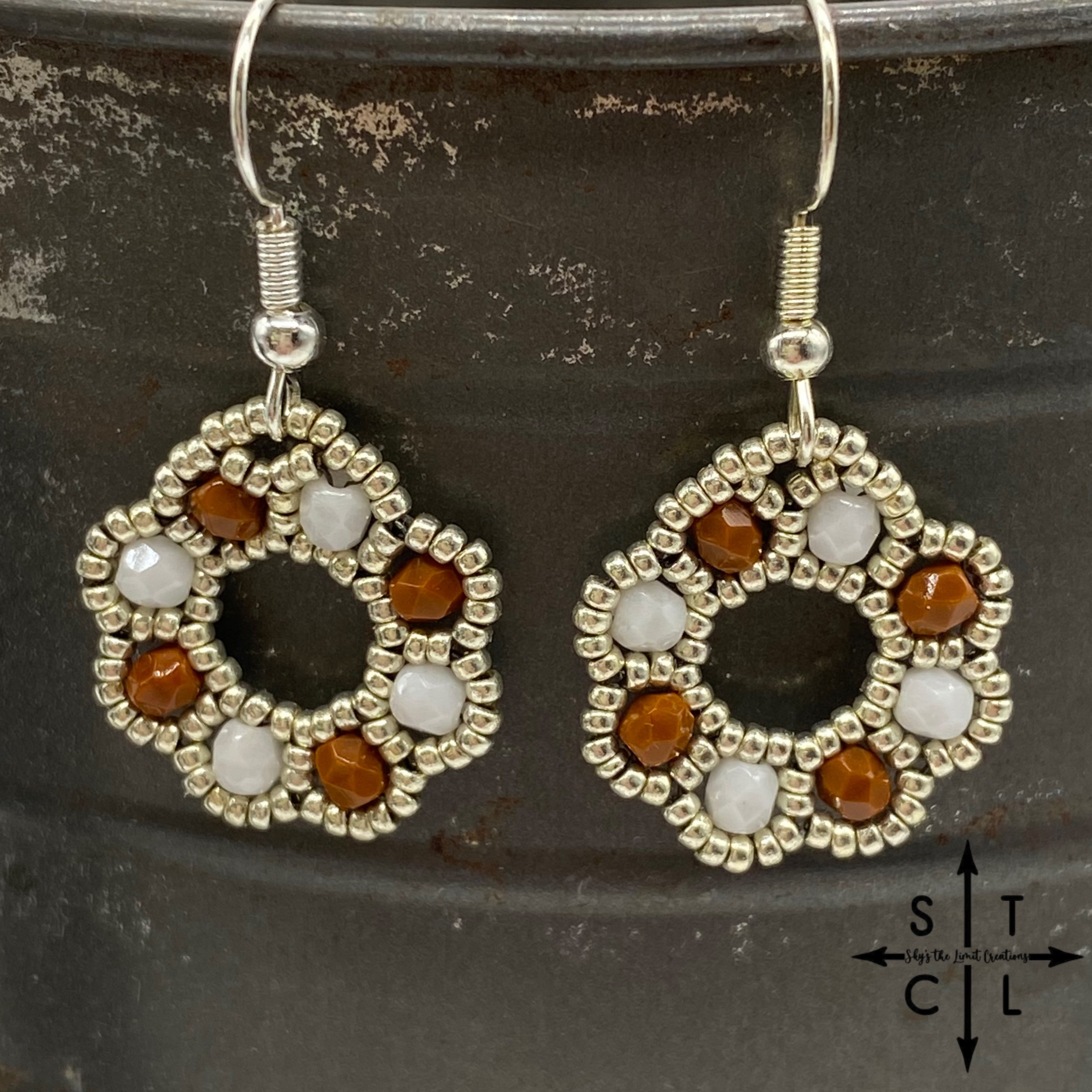 Burnt Orange White Amanda Earrings