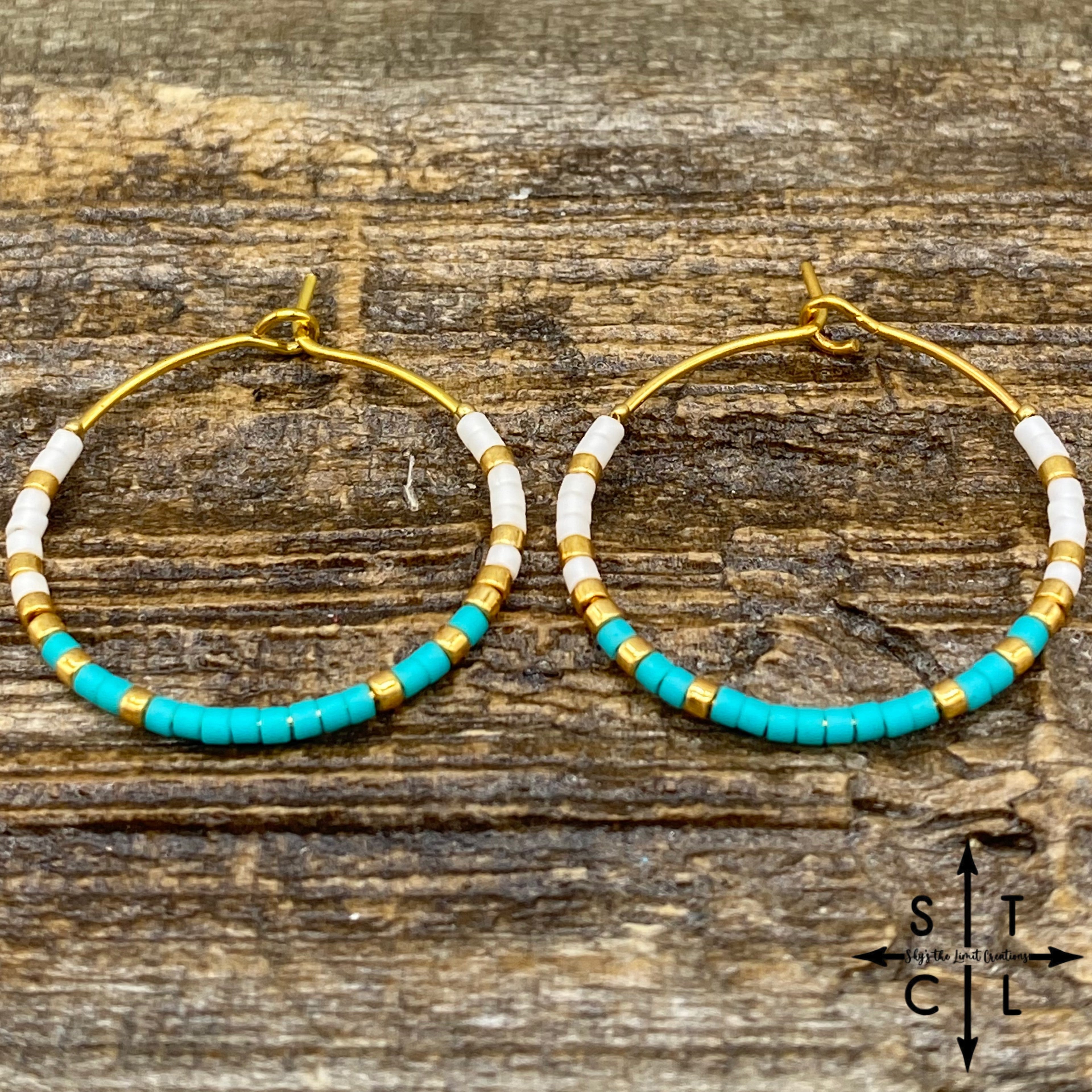 Turquoise White Amber Earrings