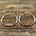 Load image into Gallery viewer, Maroon White Amber Earrings
