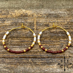 Load image into Gallery viewer, Maroon White Amber Earrings
