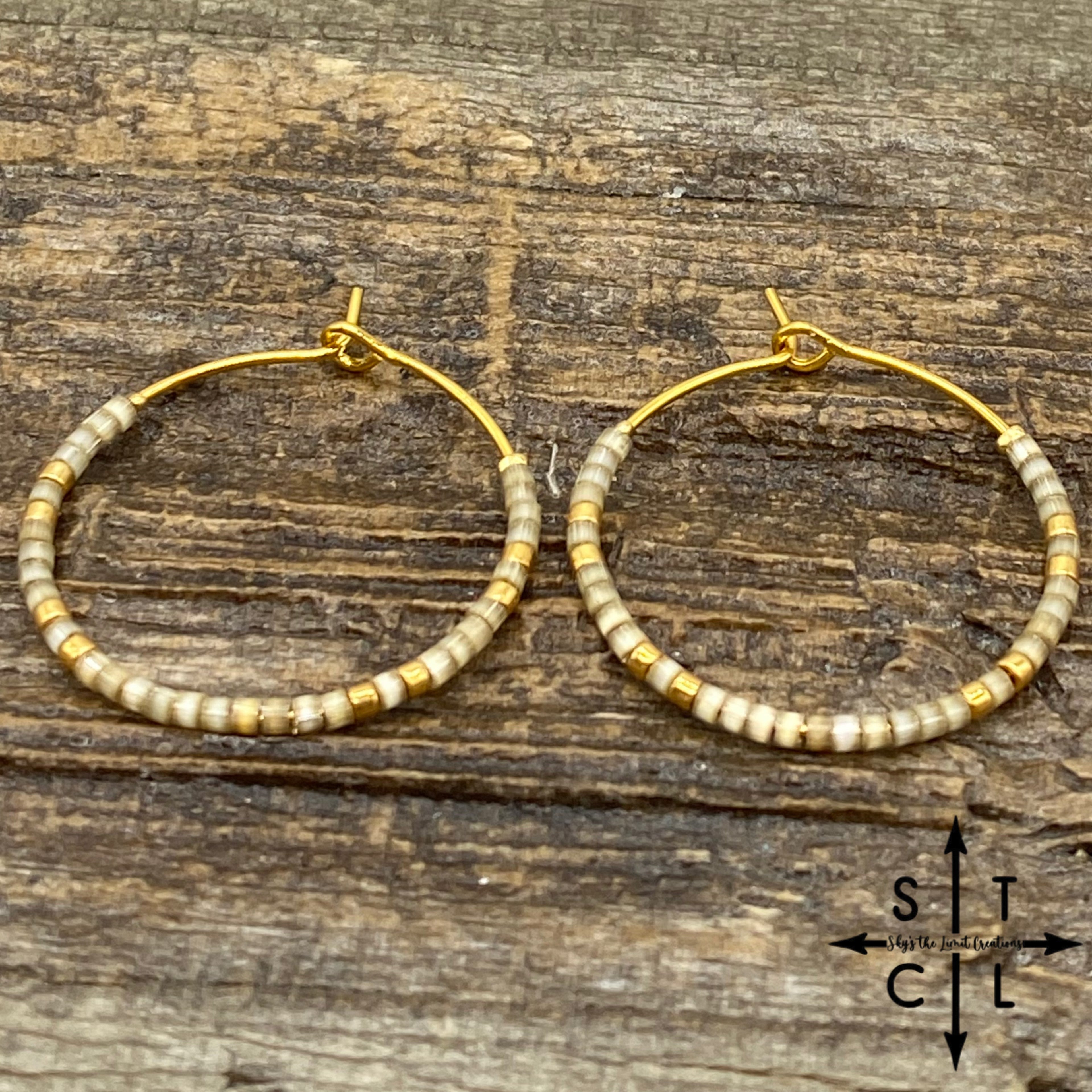 Shimmer Beige Pearl Amber Earrings