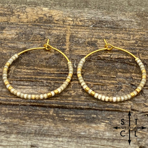 Shimmer Beige Pearl Amber Earrings