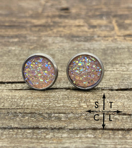 Light Peach 10mm Druzy Studs