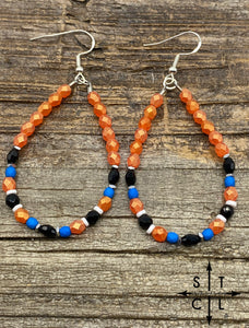 Crystal Teardrop Orange Blue White Black Earrings